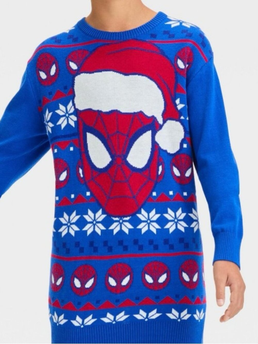 NEW Boys' Marvel Spider-Man Snowflake Sweater - Royal Blue XS